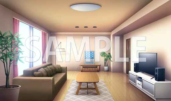 【背景素材】マンション リビング(6229_bg04)【時間差分あり】