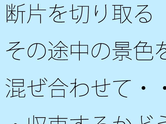 断片を切り取る その途中の景色を混ぜ合わせて・・・収束するかどうかの感覚値