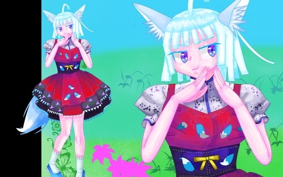 立ち絵素材1,ミンホタ銀髪ショート狐耳