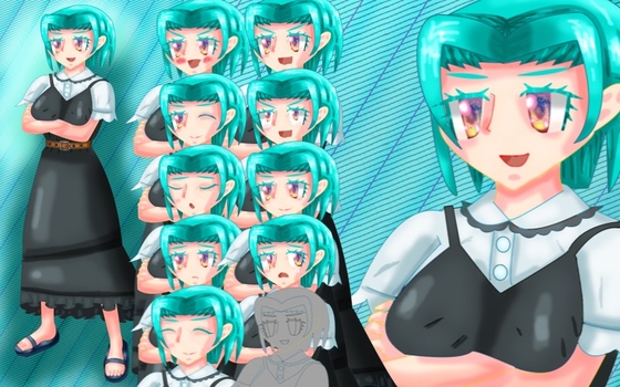 立ち絵素材14オーバーオールワンピース