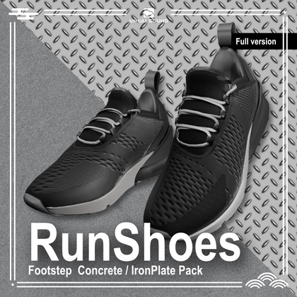 【Full version】運動靴の足音効果音素材集 -Run Shoes Footstep Concrete/Steal Pack-