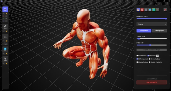 人体模型の3Dファイル(glbファイル)、および360度レンダリング画像、ファイル数1206枚、3Dビューワーソフト同梱