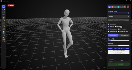 少年立ち姿、および360度レンダリング画像、ファイル数600枚、3Dビューワーソフト同梱