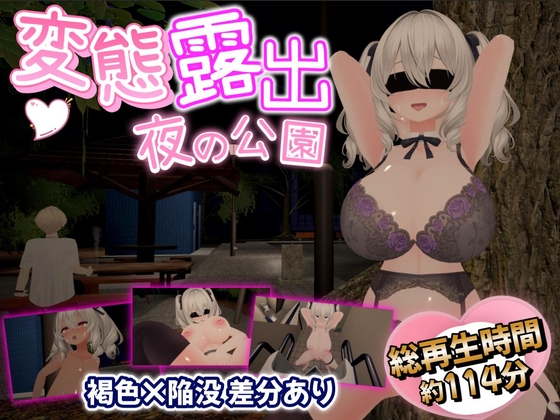 【全編3DCG】夜の公園で爆乳少女が絶頂オナニー