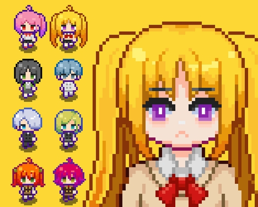 和風漫画学校キャラクターウォークアセット