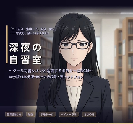 【勉強・作業用BGM】深夜の自習室 ~クール司書シオンと25分×集中ポモドーロ~
