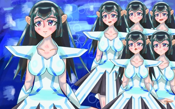 立ち絵素材47表情差分6種イカ髪飾りドレス
