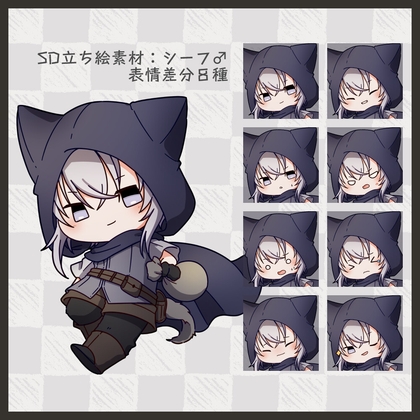 【SD立ち絵素材】シーフ♂【表情8種】