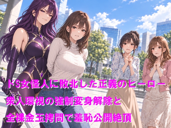 「ドS女怪人に敗北した正義のヒーロー 衆人環視の強○変身解除と全裸金玉○問で羞恥公開絶頂」(ClusterM)