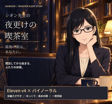 【全編ささやき・睡眠導入】シオン先生の夜更けの喫茶室 ~最後の席は、あなたに~【Eleven v4×バイノーラル】