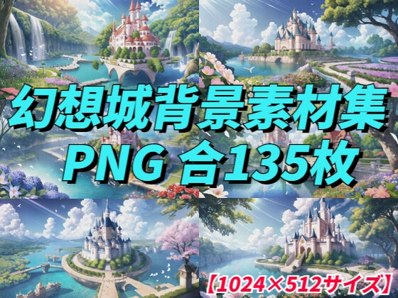 【1024×512サイズ】幻想城背景素材集「PNG 合計135枚」